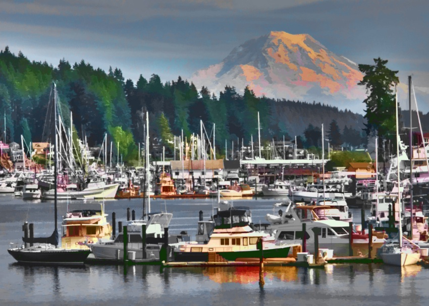 Downtown Gig Harbor During Sunset