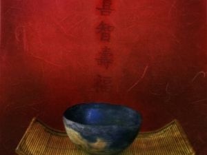 Painting of bowl with a red background